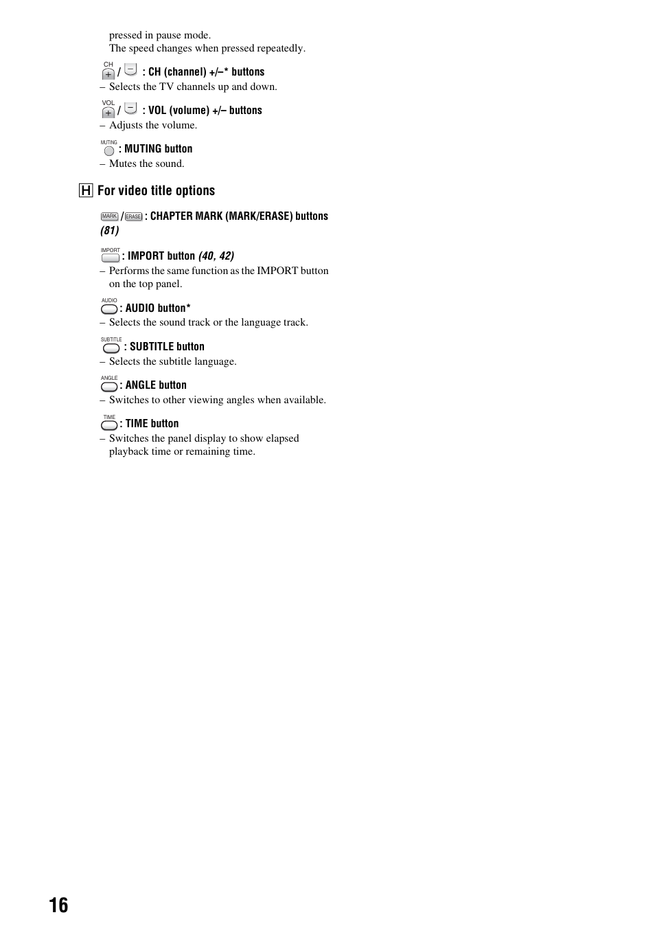 Hfor video title options | Sony HES-V1000 User Manual | Page 16 / 155