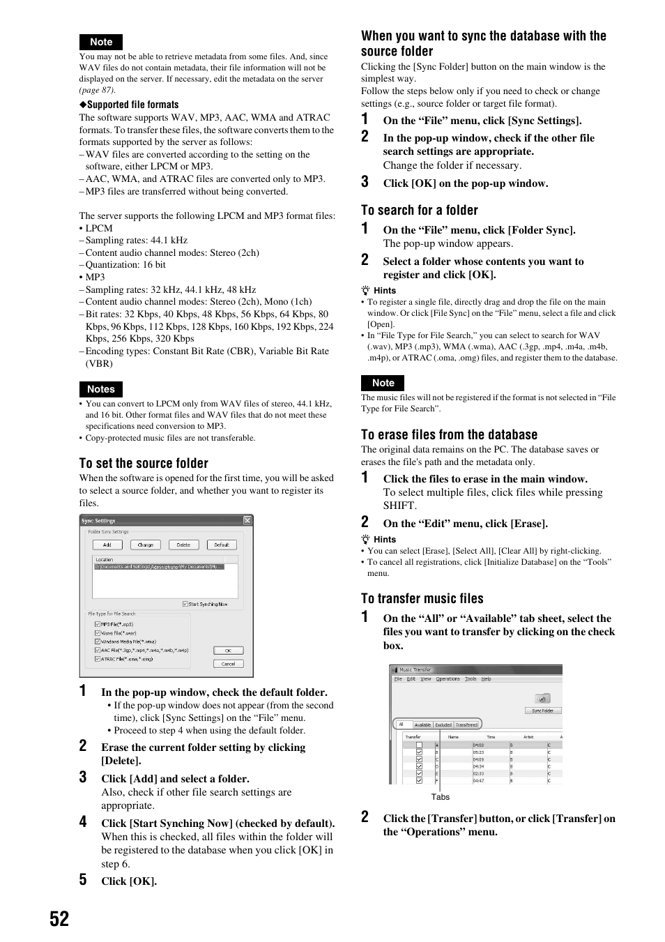Supported file formats | Sony HES-V1000 User Manual | Page 52 / 155