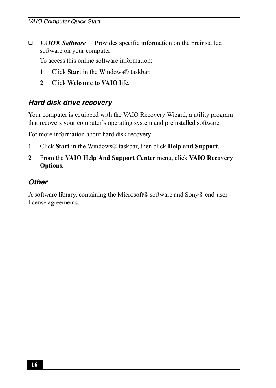 Sony PCV-RS600 User Manual | Page 16 / 48