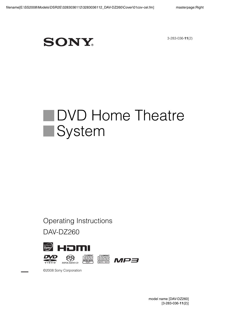 Sony DAV-DZ260 User Manual | 104 pages