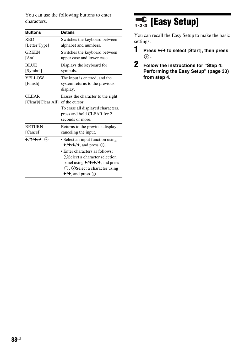 Easy setup | Sony BDV-E500W User Manual | Page 88 / 123