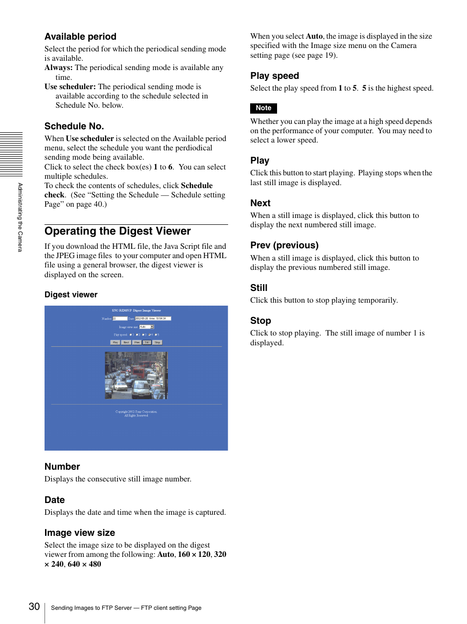 Operating the digest viewer | Sony SNC-RZ30N User Manual | Page 30 / 44