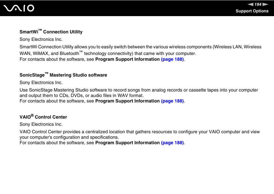 Sony VGC-LT30 Series User Manual | Page 194 / 201