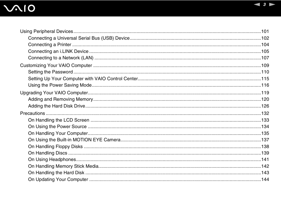 Sony VGC-LT30 Series User Manual | Page 3 / 201