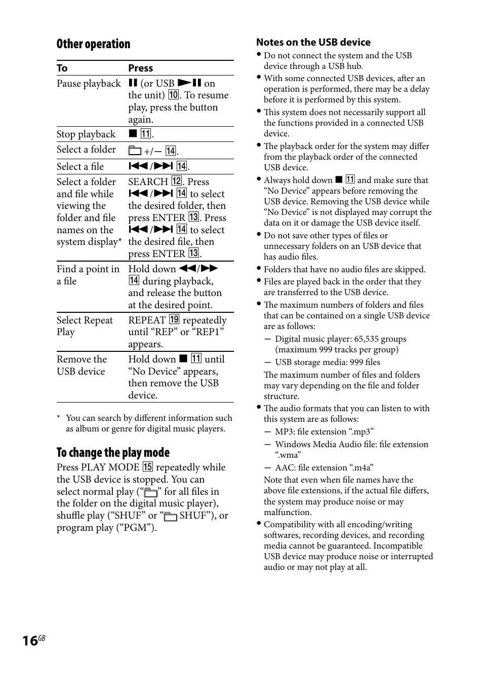 Other operation | Sony CMT-HX3 User Manual | Page 16 / 32