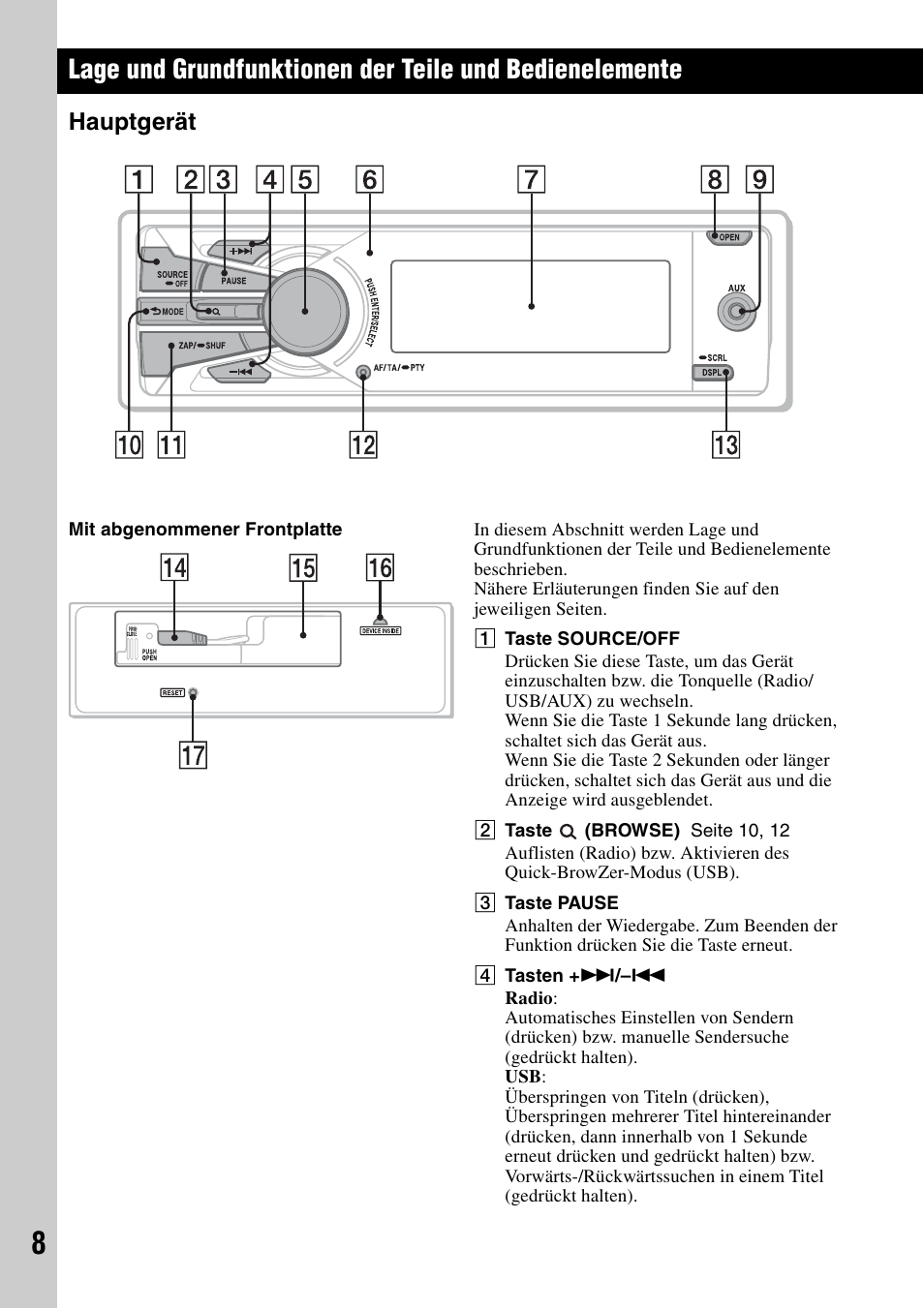 Hauptgerät | Sony DSX-S100 User Manual | Page 32 / 132