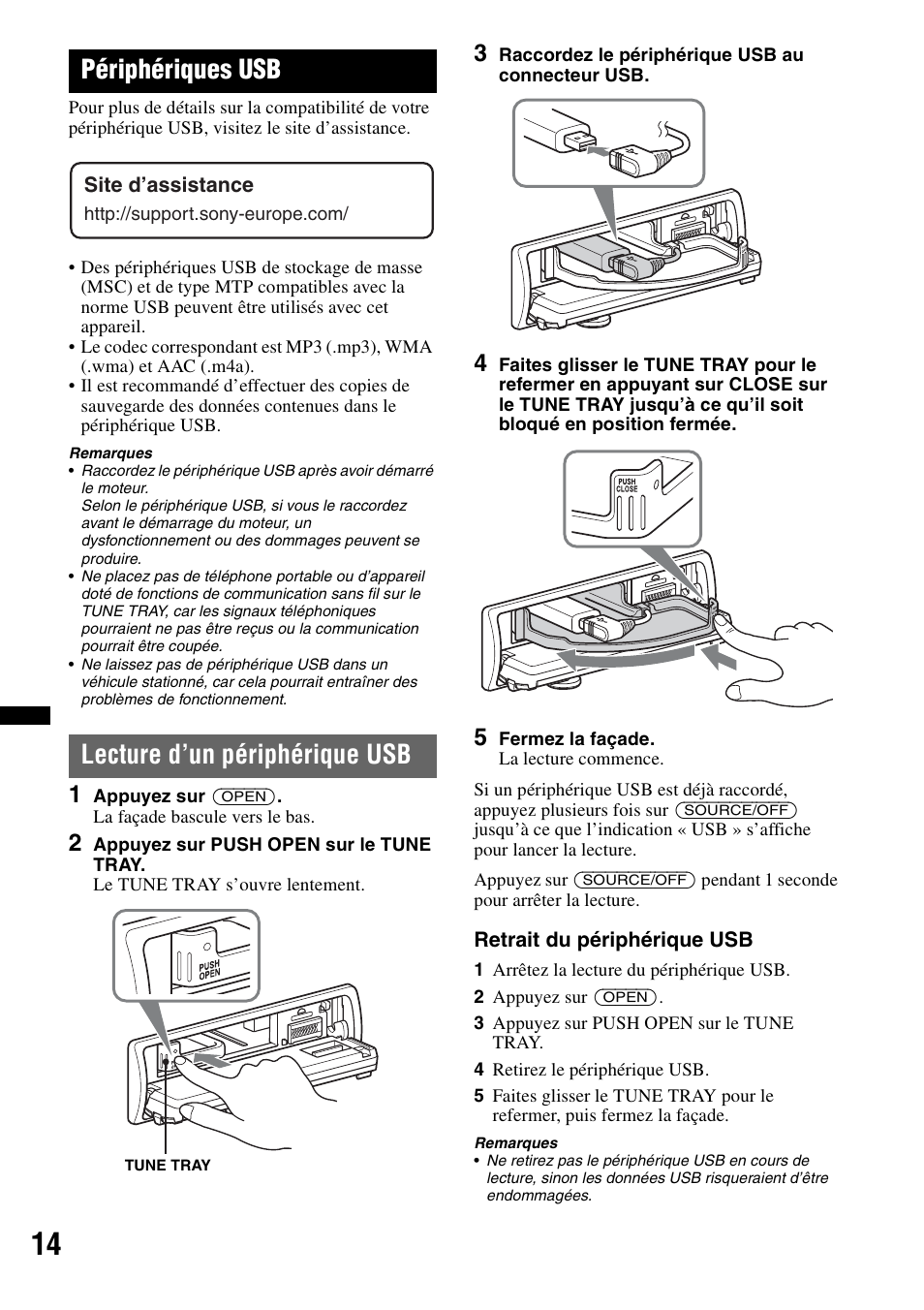 Périphériques usb, Lecture d’un périphérique usb | Sony DSX-S100 User Manual | Page 64 / 132