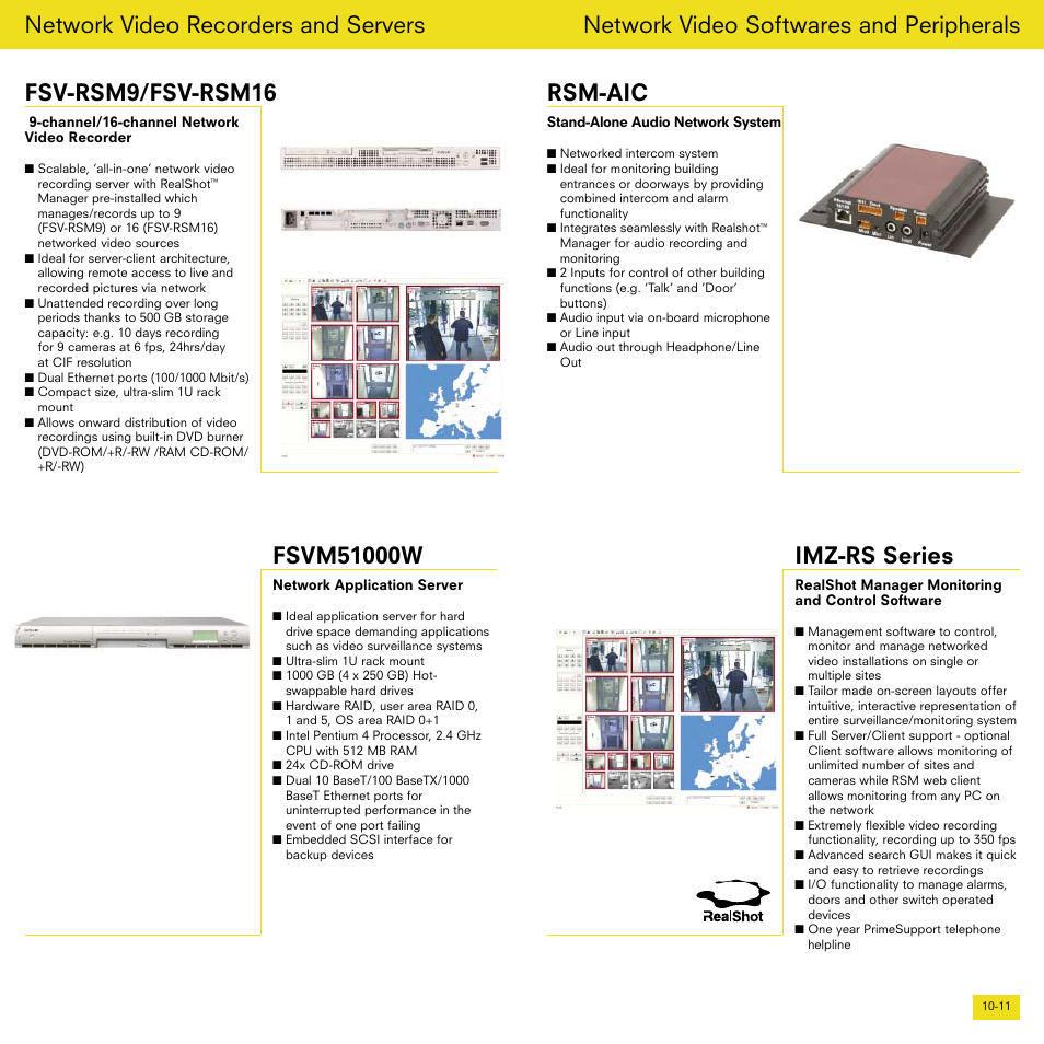 Network video softwares and peripherals, Rsm-aic, Imz-rs series | Sony Smarter Security User Manual | Page 6 / 24