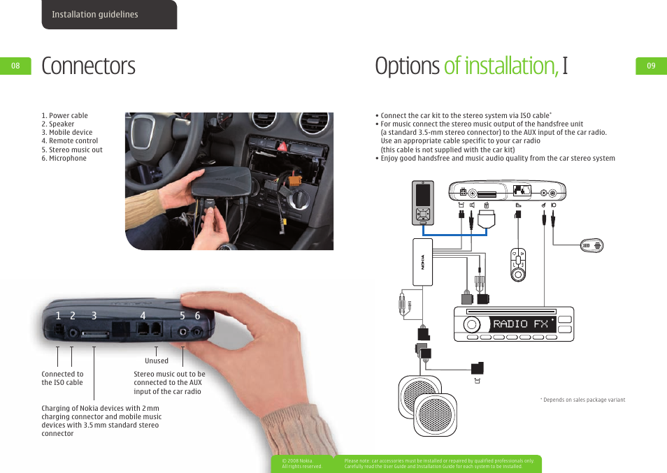 Connectors, Options of installation, i | Sony CK-300 User Manual | Page 5 / 19