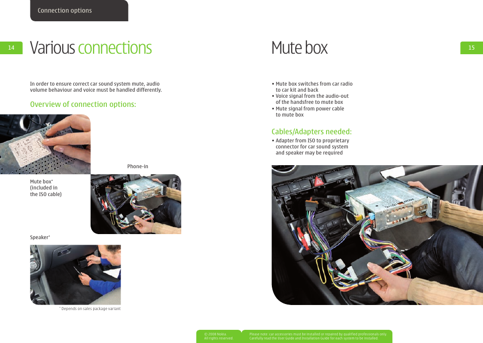 Various connections, Mute box | Sony CK-300 User Manual | Page 8 / 19