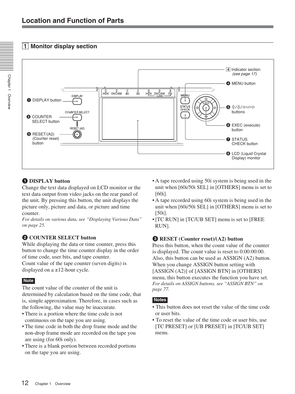 Location and function of parts | Sony HVR-M25P User Manual | Page 12 / 104