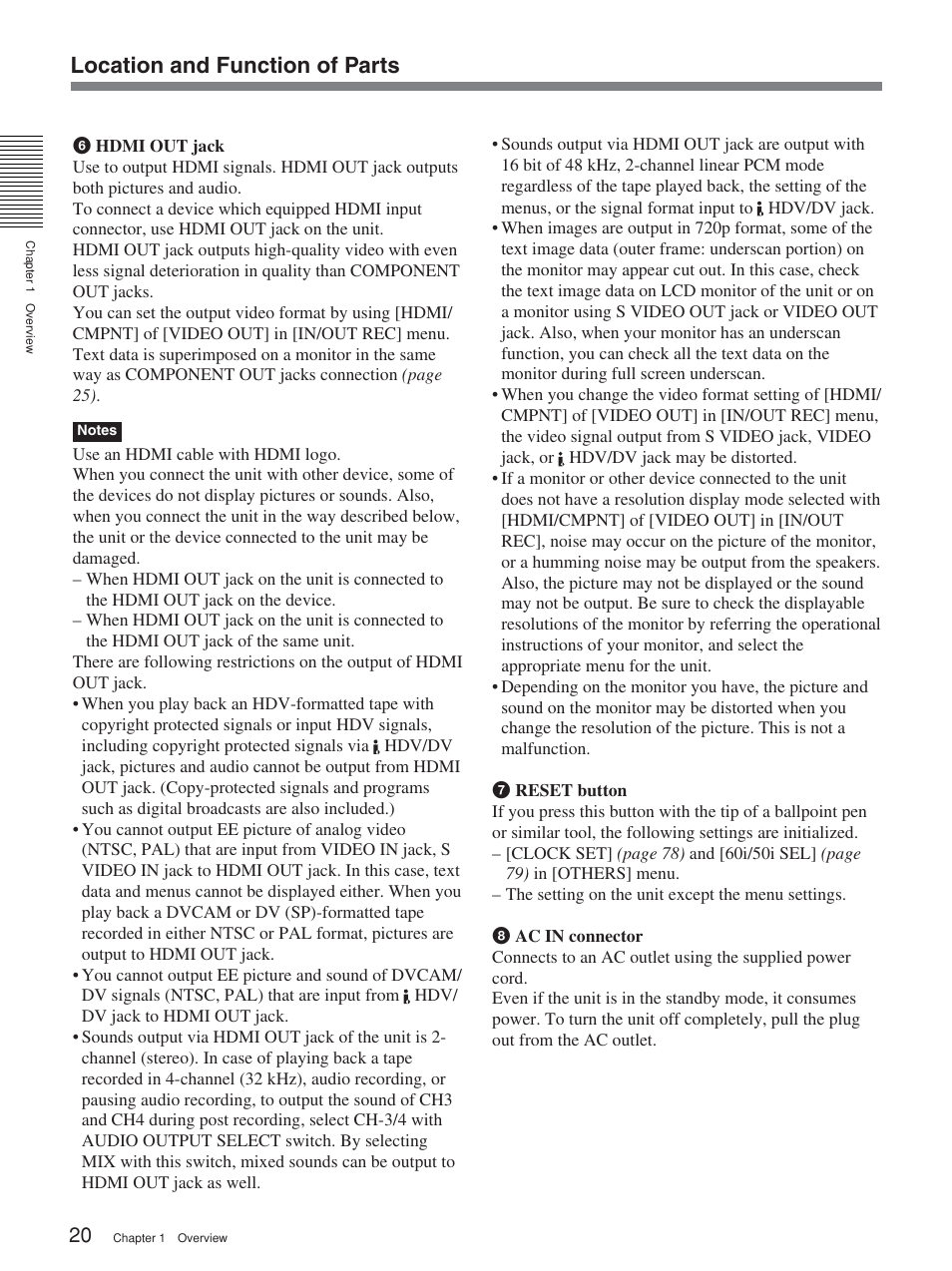 Location and function of parts | Sony HVR-M25P User Manual | Page 20 / 104