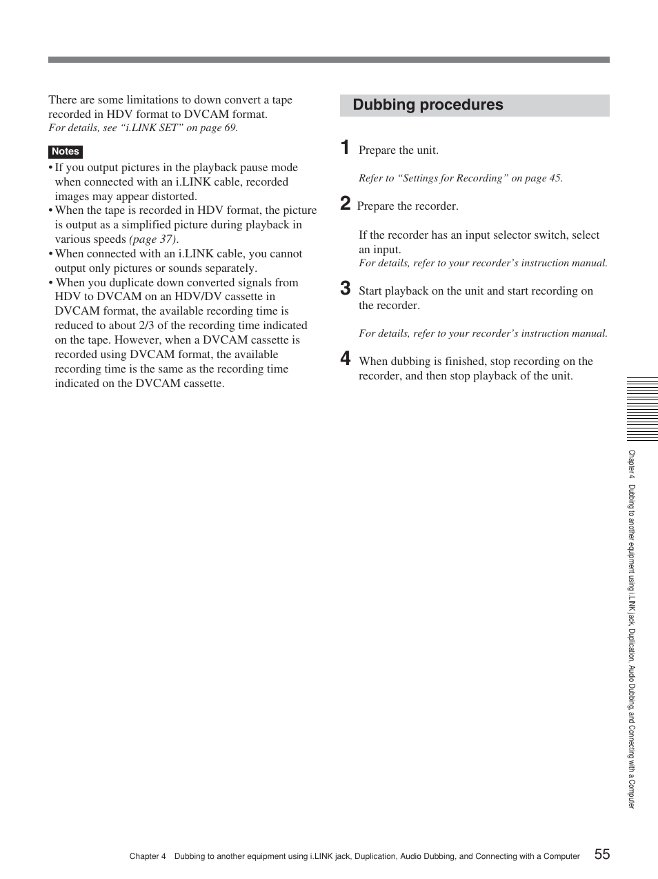 Dubbing procedures | Sony HVR-M25P User Manual | Page 55 / 104