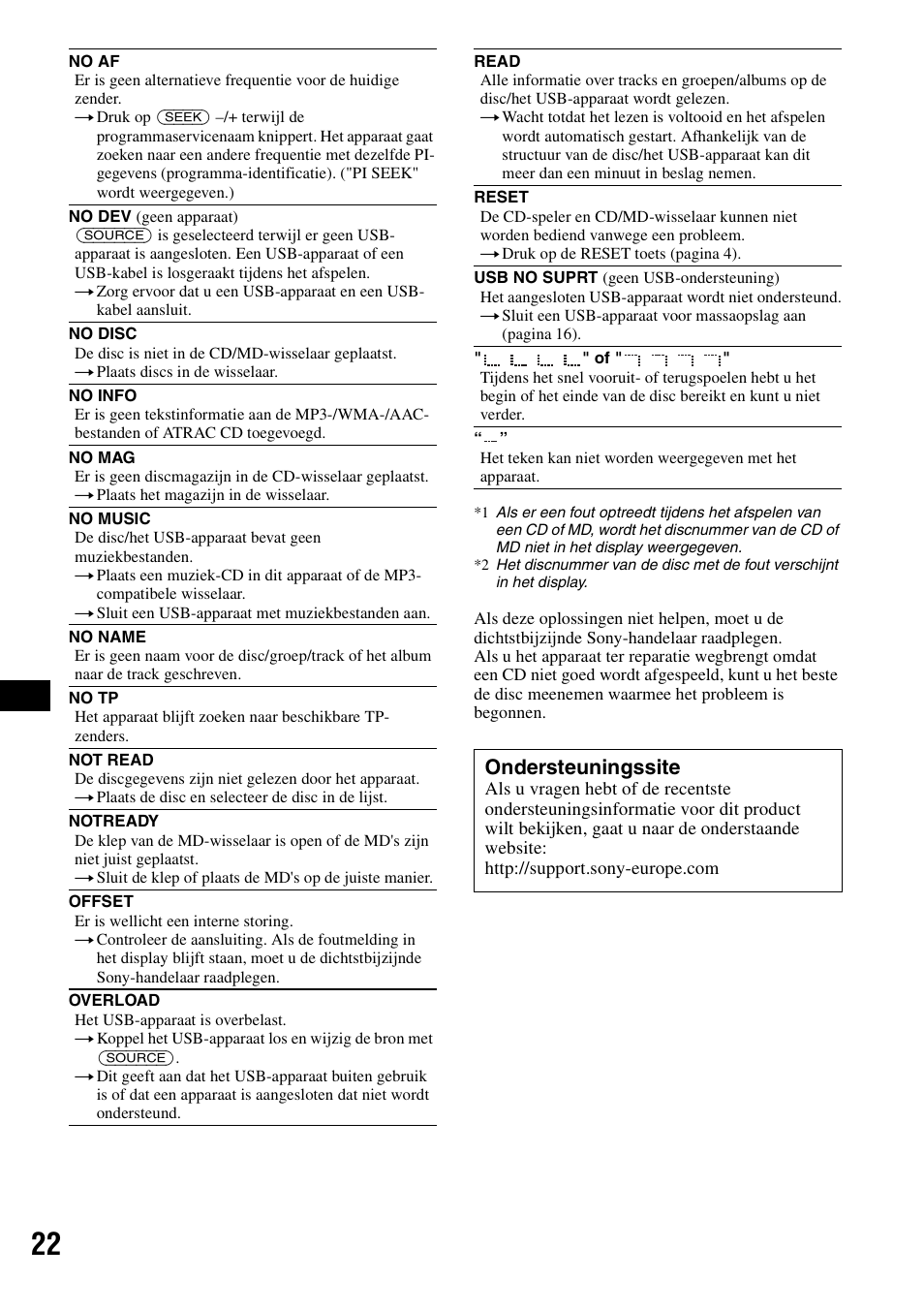 Ondersteuningssite | Sony CDX-GT414U User Manual | Page 108 / 112