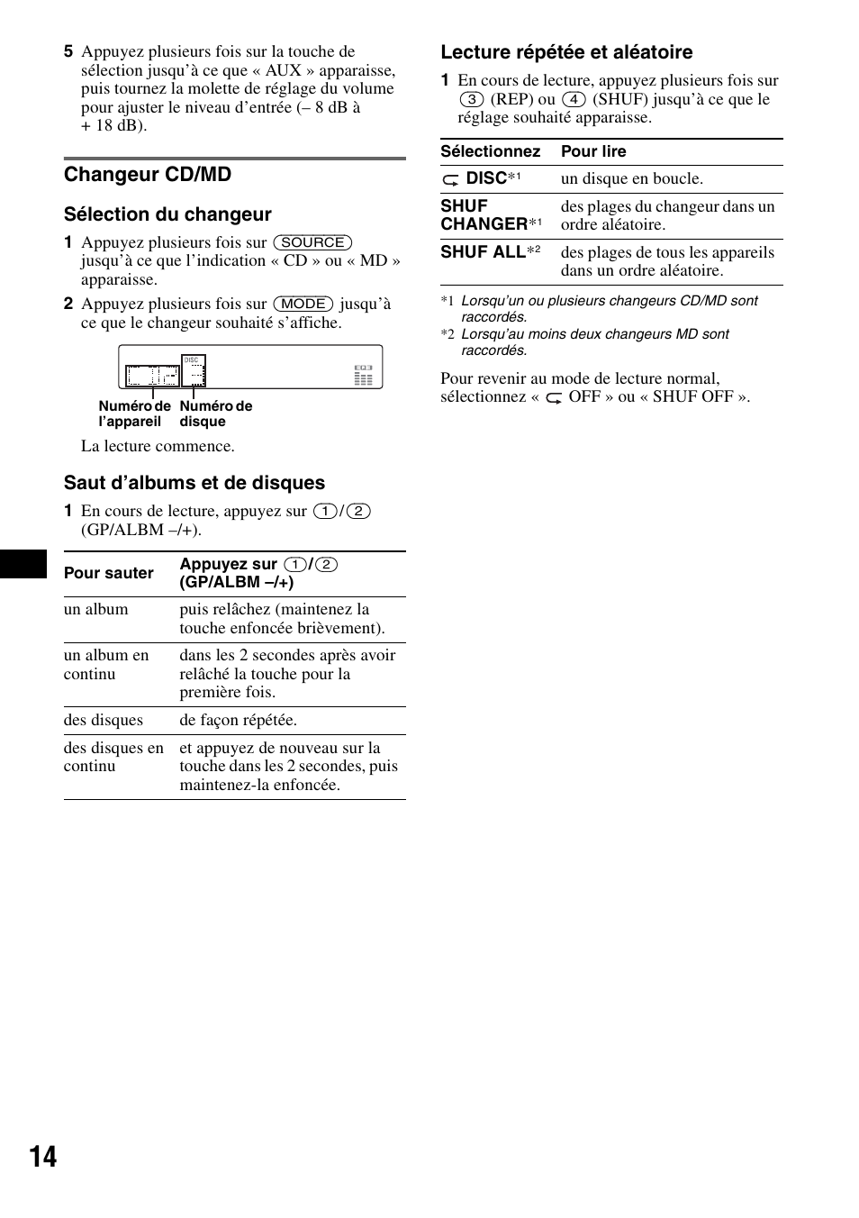 Changeur cd/md | Sony CDX-GT414U User Manual | Page 56 / 112