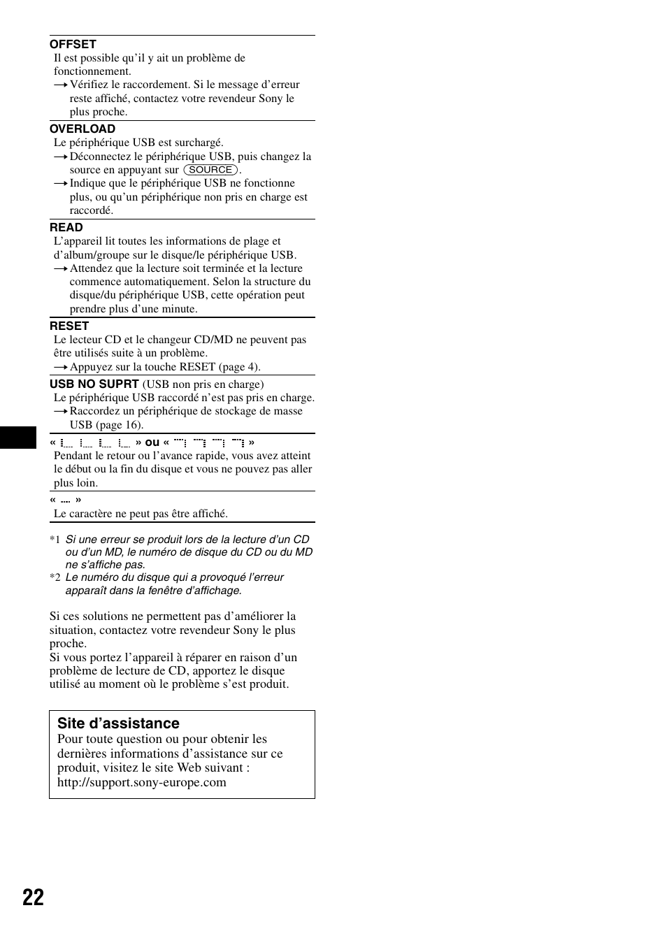 Site d’assistance | Sony CDX-GT414U User Manual | Page 64 / 112