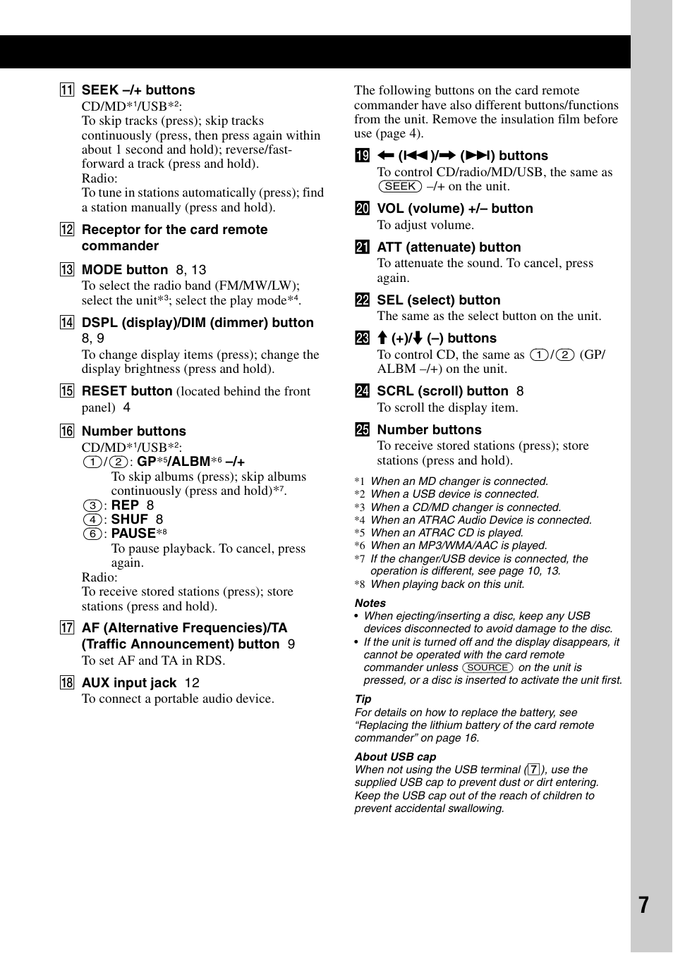 Sony CDX-GT414U User Manual | Page 7 / 112