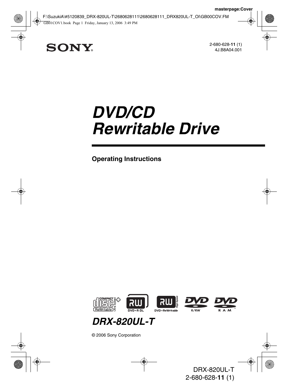 Sony DRX-820UL-T User Manual | 36 pages