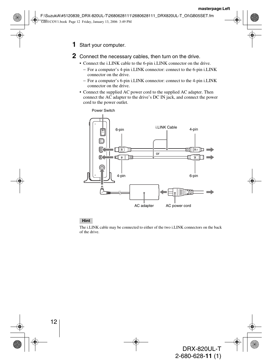 Sony DRX-820UL-T User Manual | Page 12 / 36