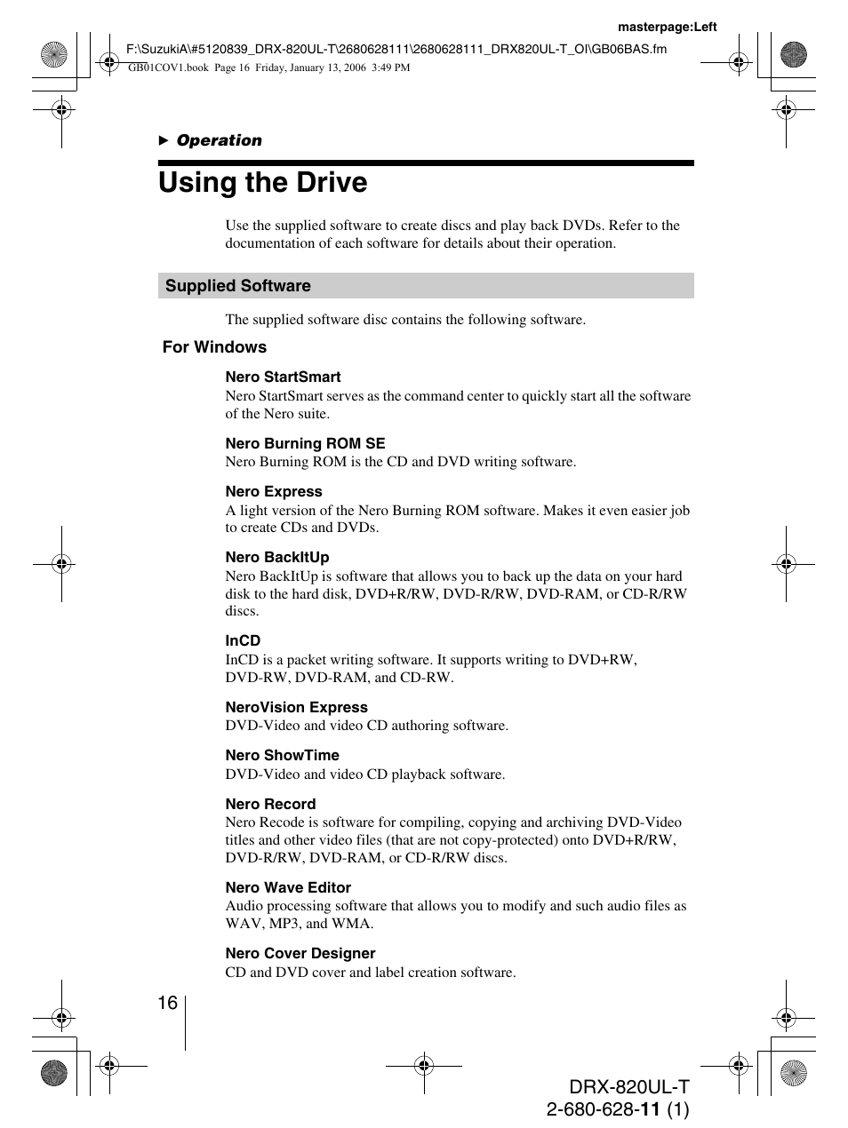 Using the drive | Sony DRX-820UL-T User Manual | Page 16 / 36
