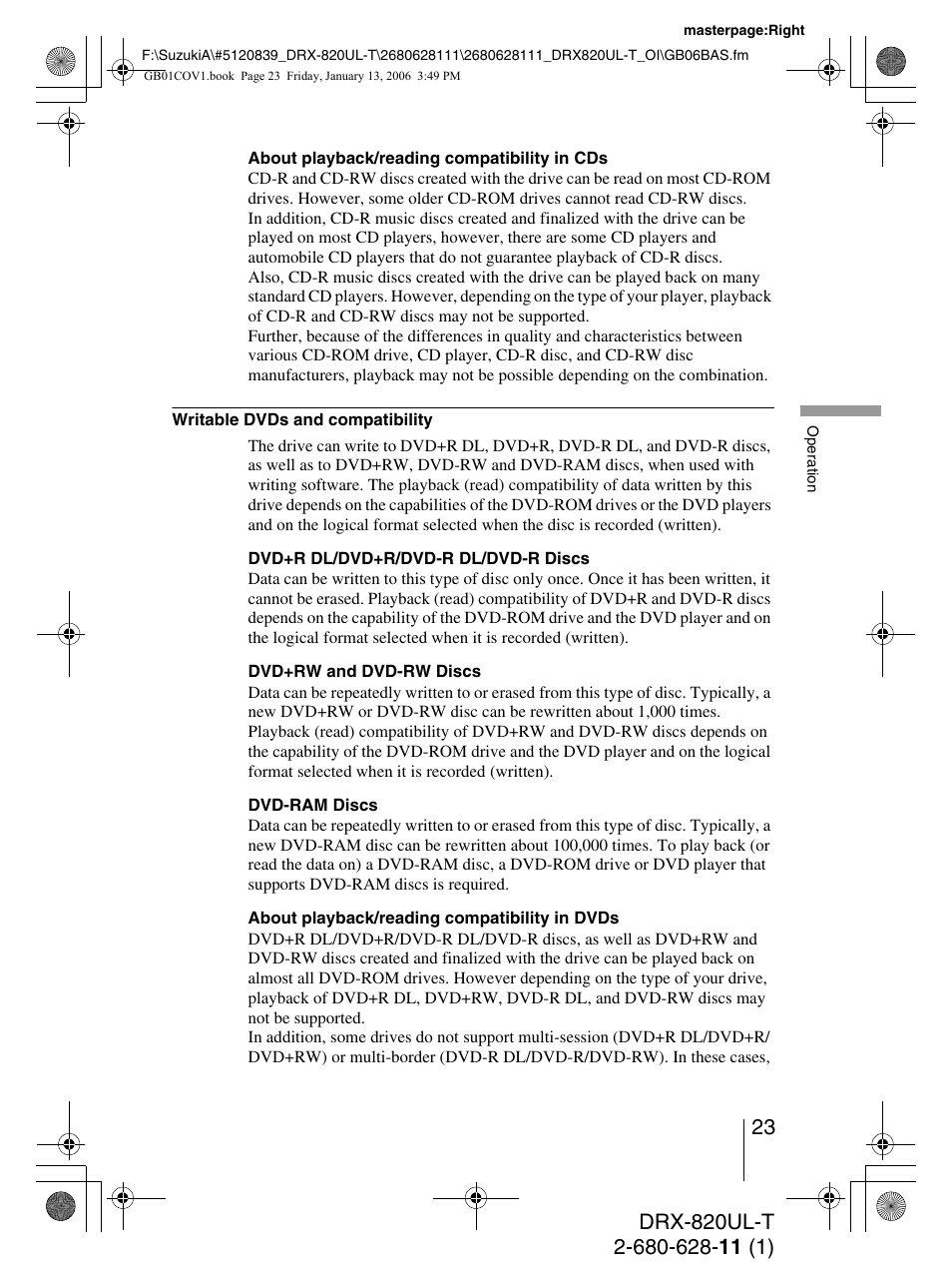 Sony DRX-820UL-T User Manual | Page 23 / 36