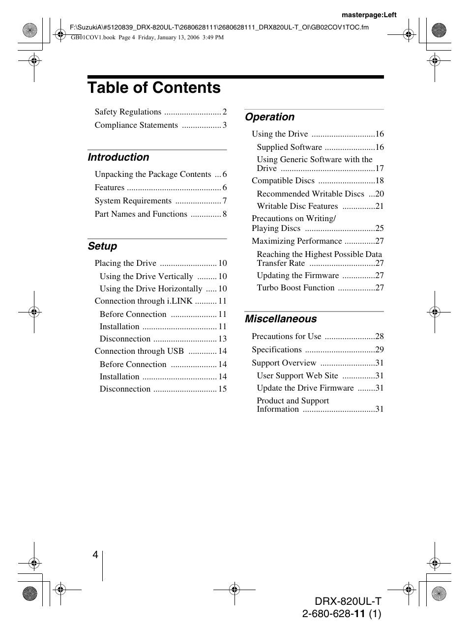 Sony DRX-820UL-T User Manual | Page 4 / 36