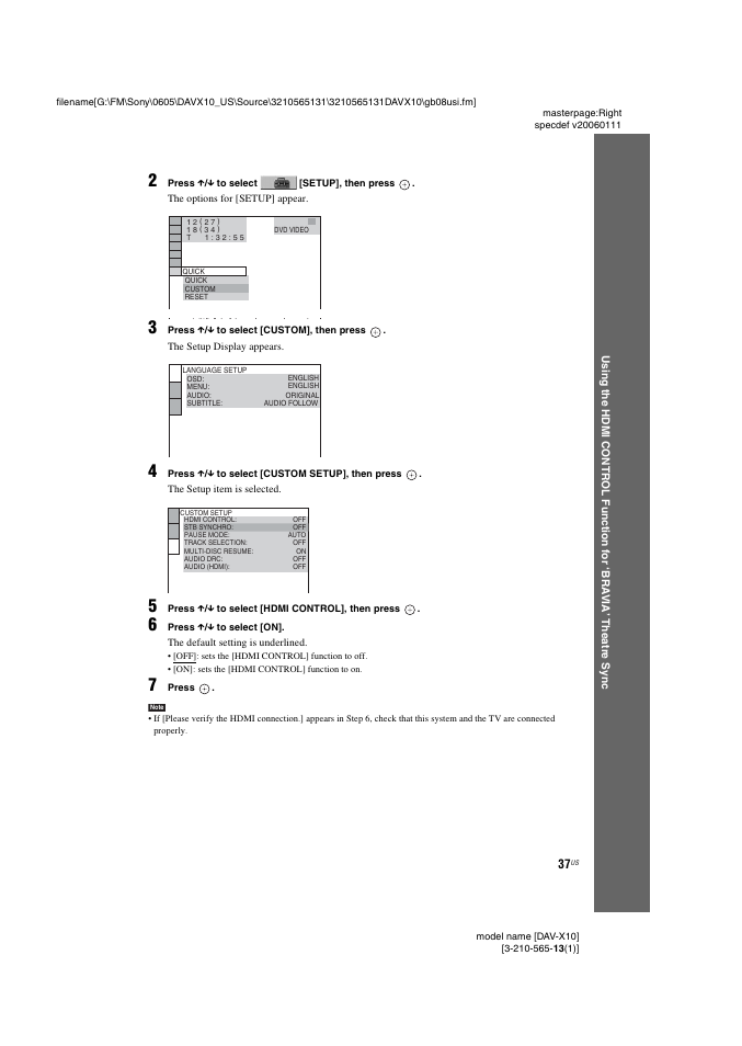 Sony DAVX10 User Manual | Page 37 / 107