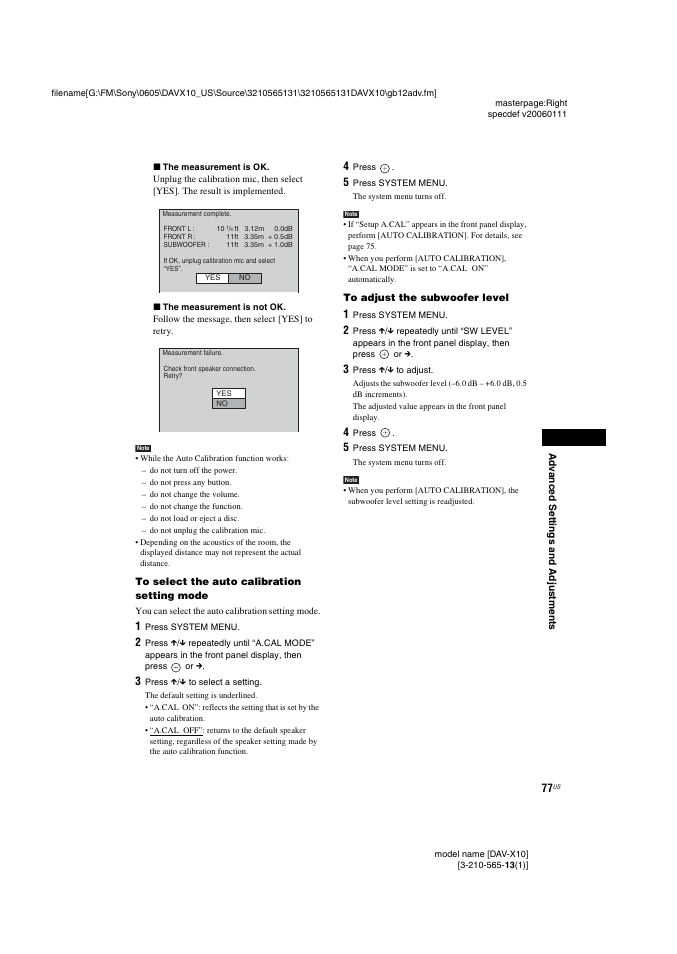 Sony DAVX10 User Manual | Page 77 / 107