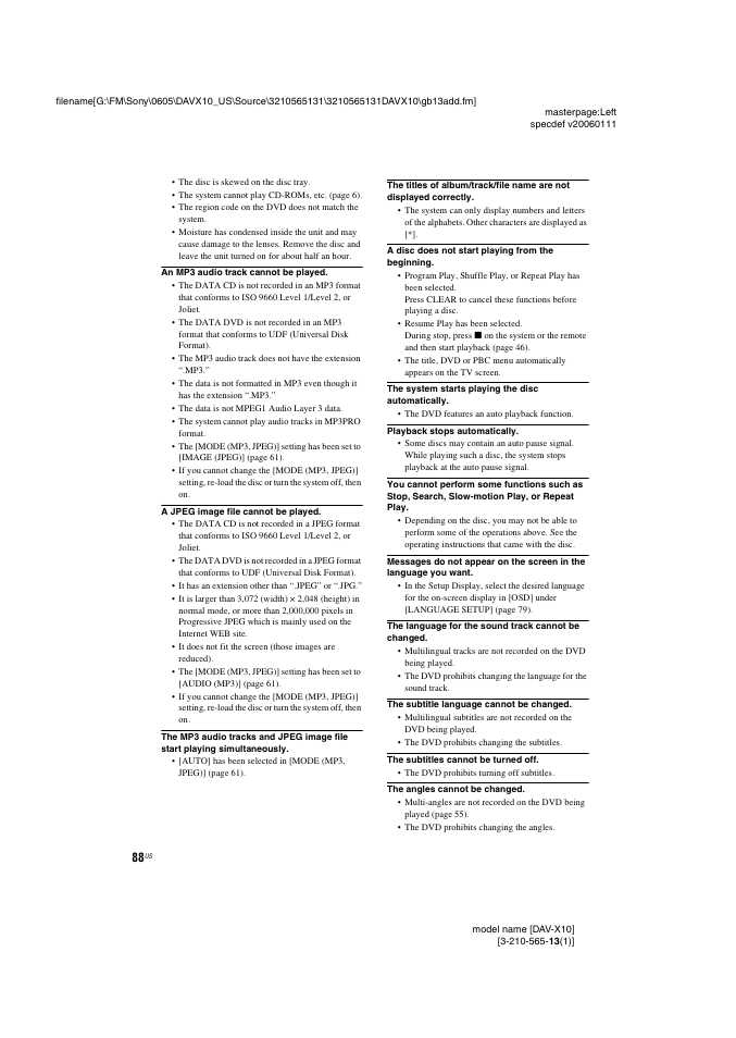 Sony DAVX10 User Manual | Page 88 / 107