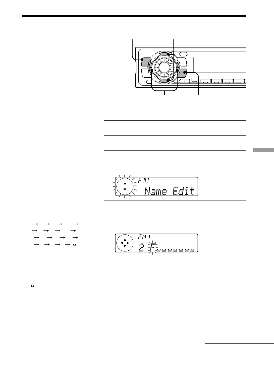 放送局に名前をつける（ステーションメモ, Menu, Prst/disc name edit enter | Prst/disc seek/ams, 4enter, Seek/ams, Menu prst/disc seek/ams enter | Sony MDX-C7400X User Manual | Page 35 / 72