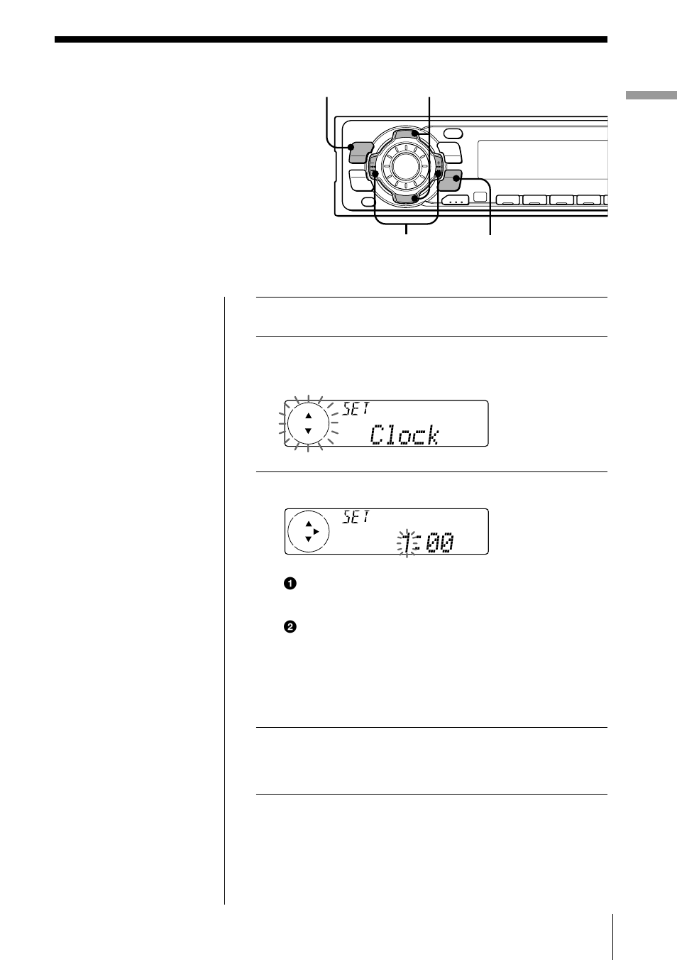 時計を合わせる, Menu, Prst/disc clock | Enter, Prst/disc, Seek/ams prst/disc prst/disc prst/disc, Menu prst/disc seek/ams enter, D.info on 58 | Sony MDX-C7400X User Manual | Page 9 / 72