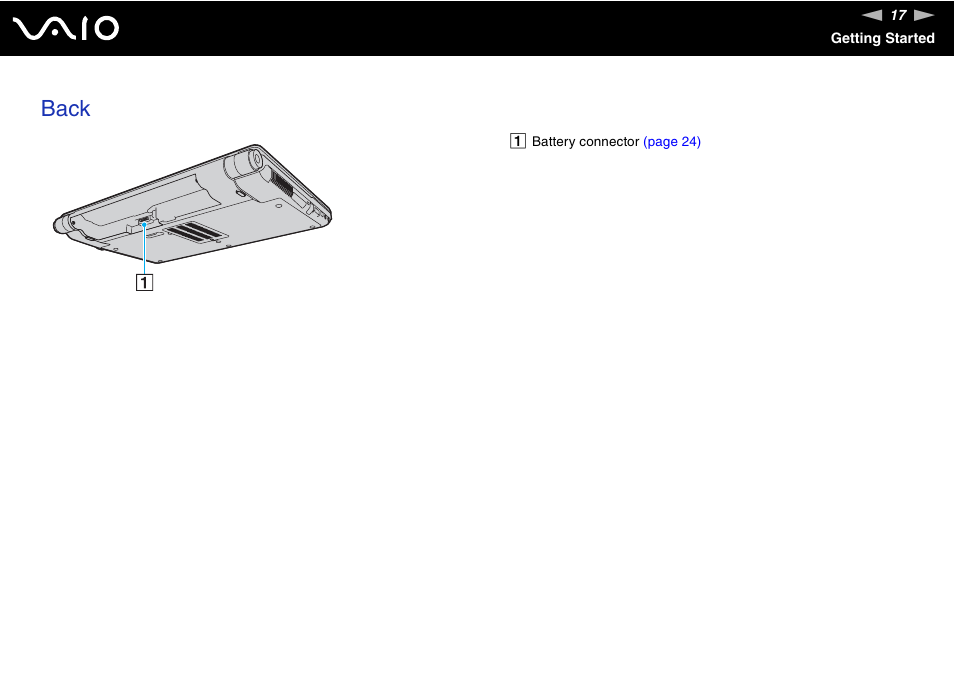 Back | Sony VAIO VGN-Z500 Series User Manual | Page 17 / 239