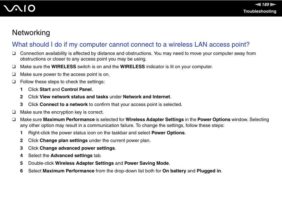 Networking | Sony VAIO VGN-Z500 Series User Manual | Page 189 / 239