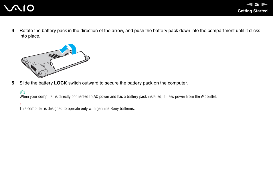 Sony VAIO VGN-Z500 Series User Manual | Page 26 / 239