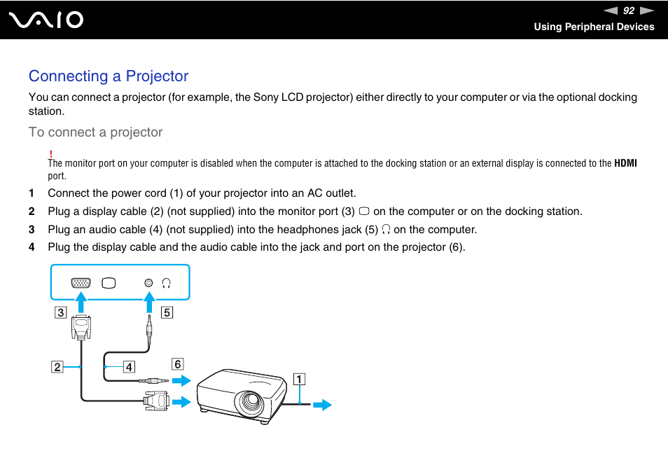 Connecting a projector | Sony VAIO VGN-Z500 Series User Manual | Page 92 / 239