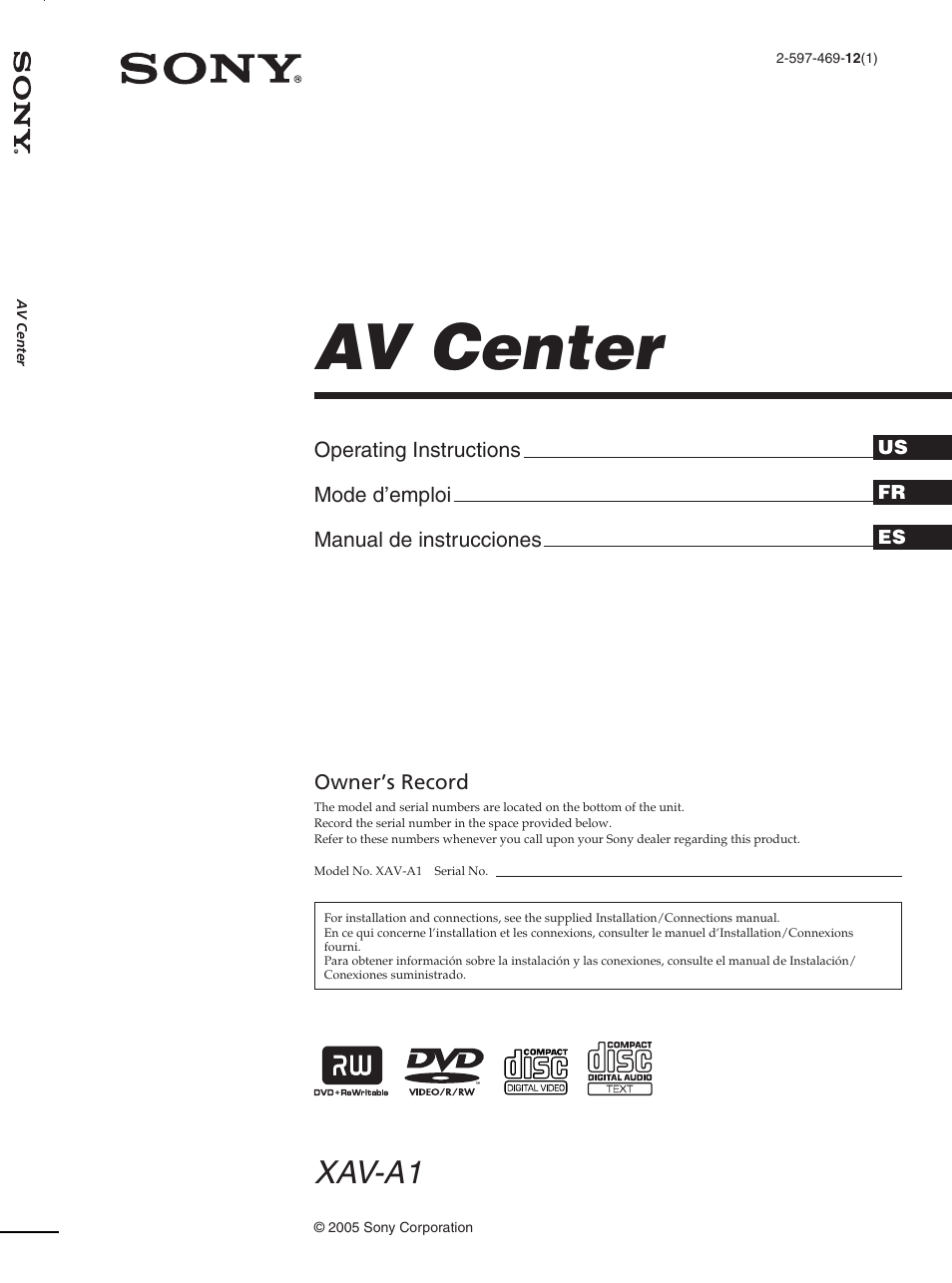 Sony XAV-A1 User Manual | 184 pages