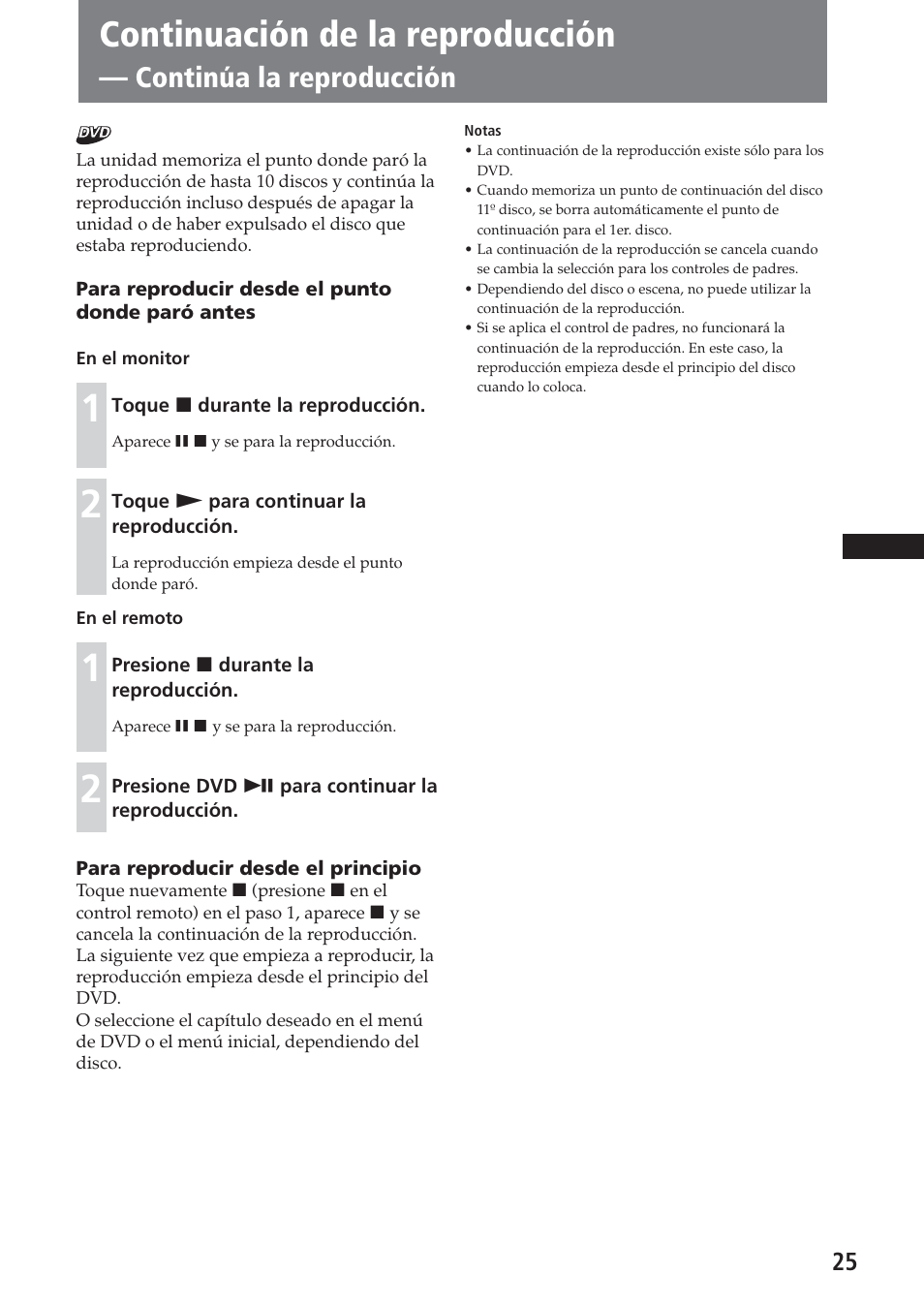 Continuación de la reproducción, Continúa la reproducción | Sony XAV-A1 User Manual | Page 145 / 184