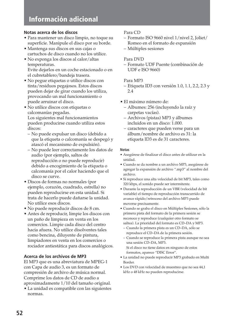 Información adicional | Sony XAV-A1 User Manual | Page 172 / 184