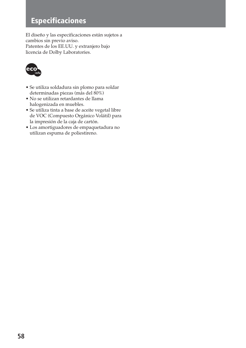 Especificaciones | Sony XAV-A1 User Manual | Page 178 / 184