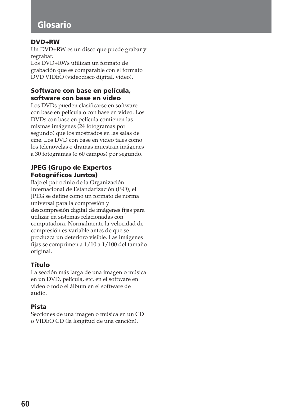 Glosario | Sony XAV-A1 User Manual | Page 180 / 184