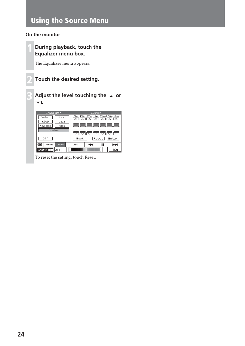 Using the source menu | Sony XAV-A1 User Manual | Page 24 / 184