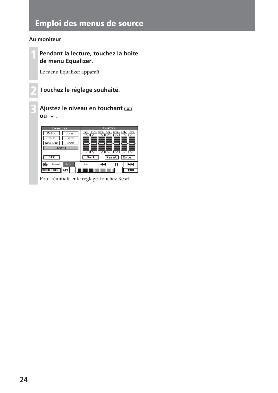 Emploi des menus de source | Sony XAV-A1 User Manual | Page 84 / 184