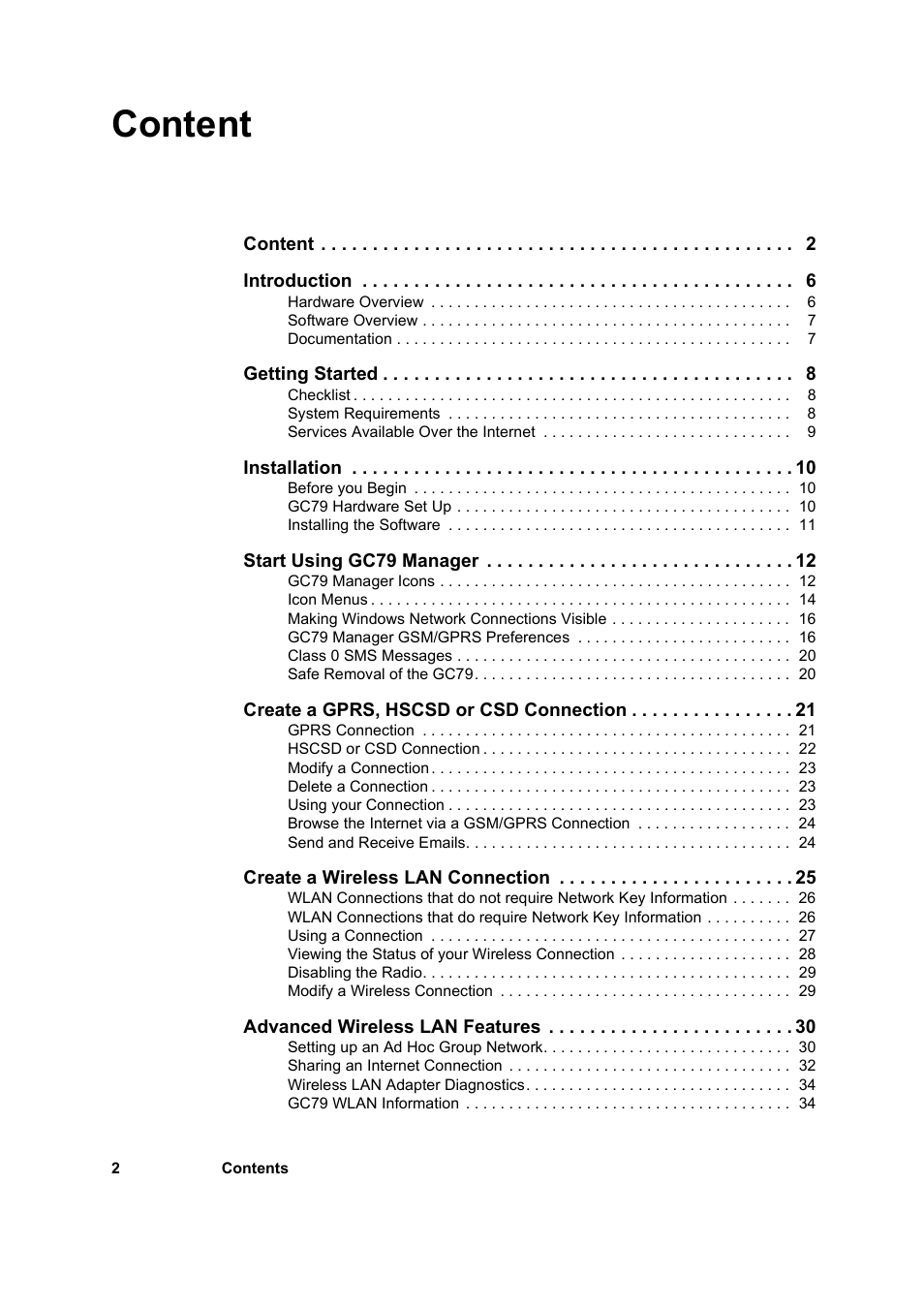 Content | Sony GC79 User Manual | Page 2 / 86