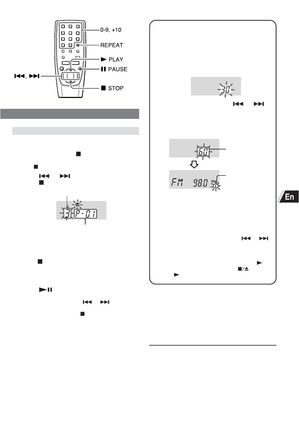 Programmed play, Setting the sleep timer | Sony CA-DW50 User Manual | Page 9 / 44