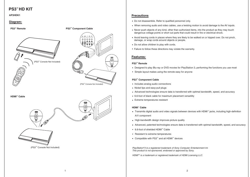 Sony AP3HDK1 User Manual | 1 page