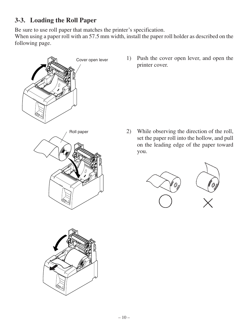 3. loading the roll paper | Star Tech Development TSP100 User Manual | Page 13 / 42