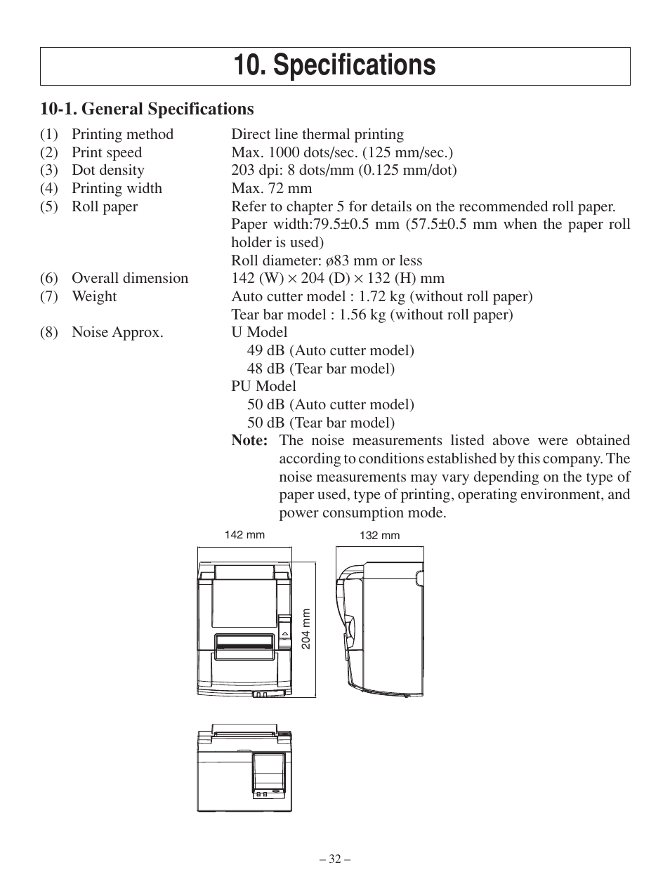 Specifications, 1. general specifications | Star Tech Development TSP100 User Manual | Page 35 / 42