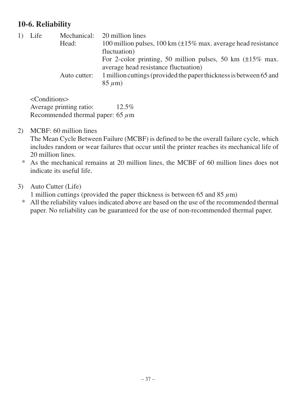 6. reliability | Star Tech Development TSP100 User Manual | Page 40 / 42