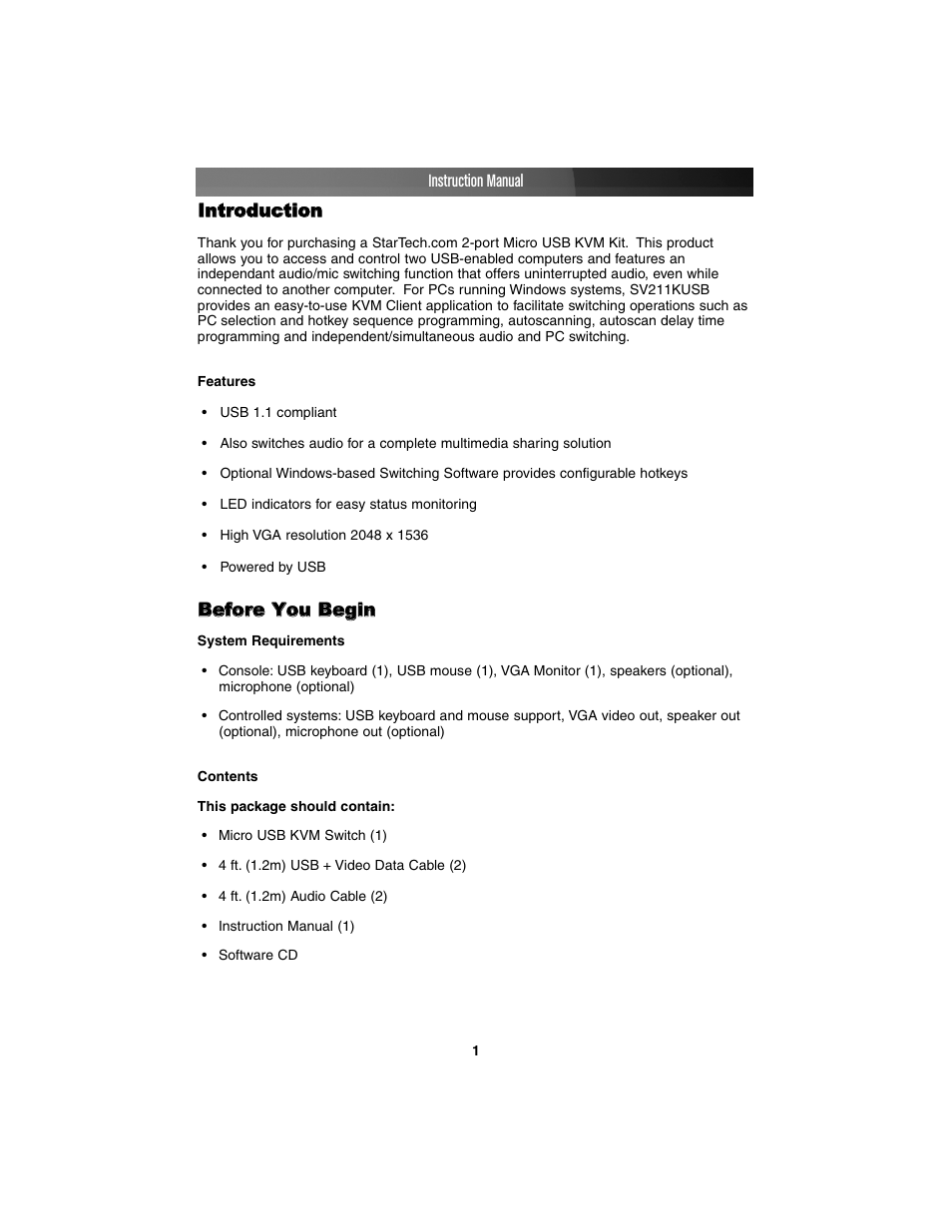 Star Tech Development SV211KUSB User Manual | Page 4 / 9