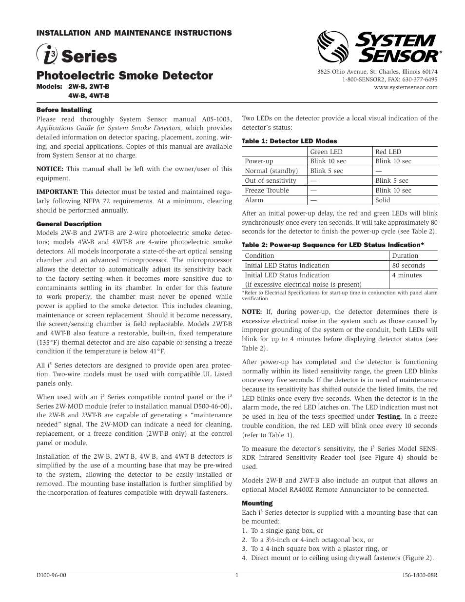 System Sensor 4WT-B User Manual | 4 pages